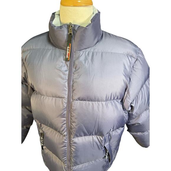 L.L.Bean Purple White reversible Down Puffer women’s Large Retro from 1990’s - Picture 2 of 16